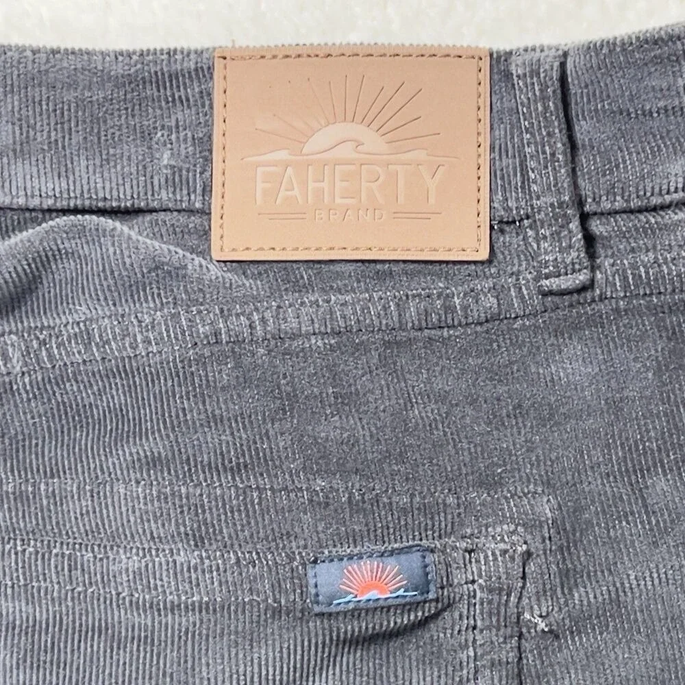 Faherty Stretch Terry Corduroy Pants Mens Sz 36x30(29) Gray 5 Pocket